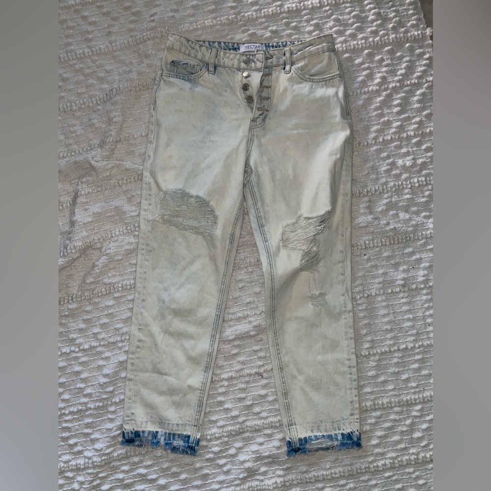 Distressed Light Gray Women Jeans